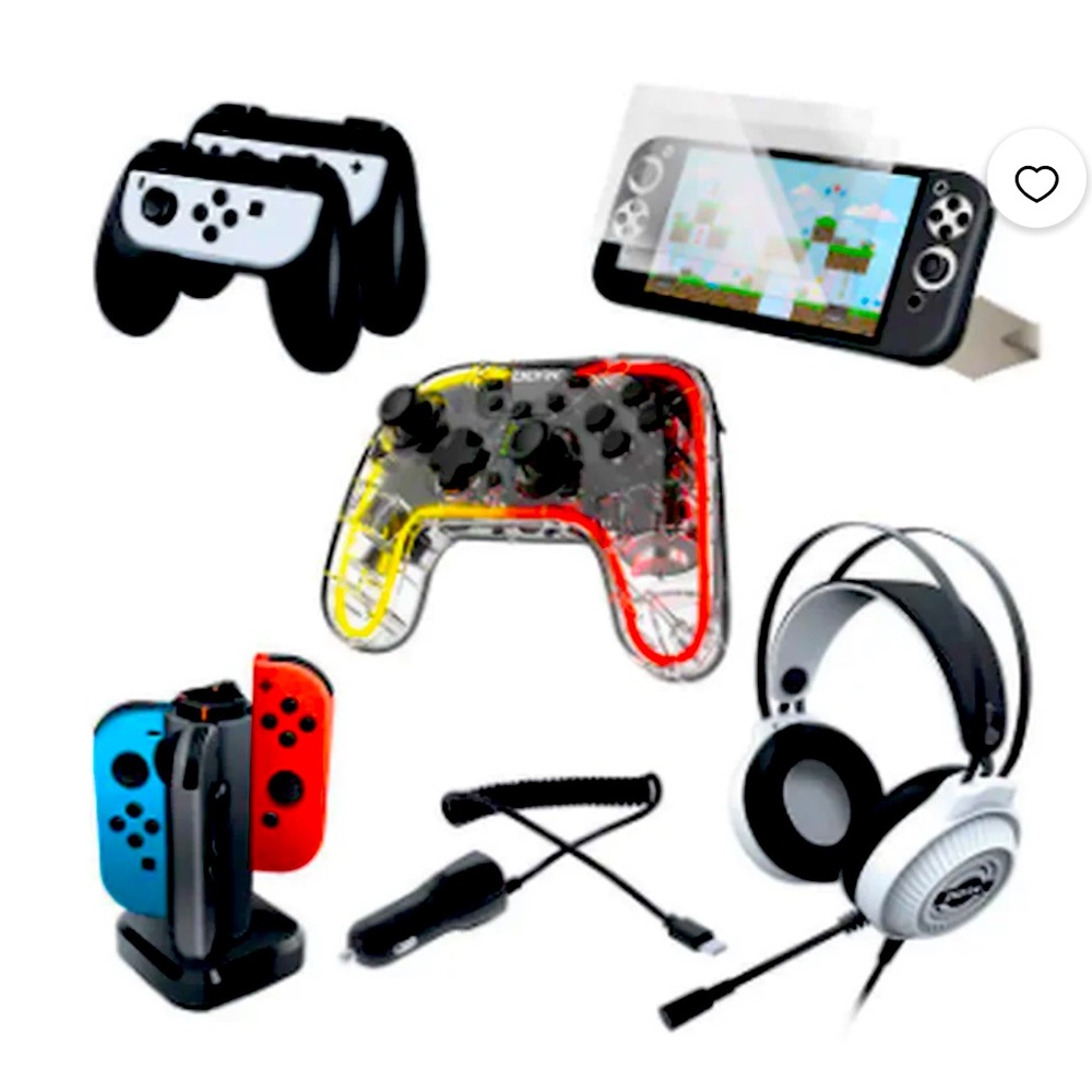 Bionik Pro Kit+ Nintendo Switch OLED accessories including screen protector